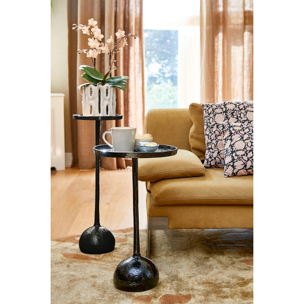 Colin Side Table - H68 x Ø24 cm - Recycled Aluminum - 100% FSC - Black