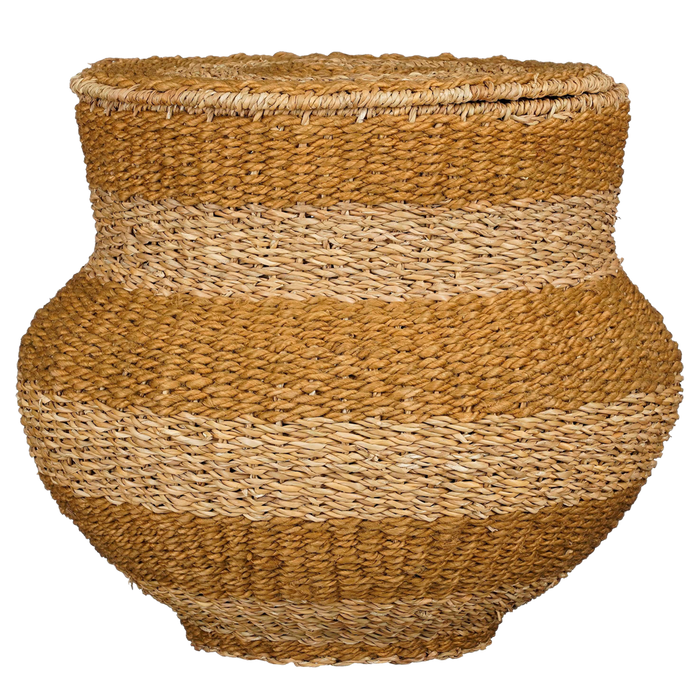 Tacoma Opbergmand met deksel - H48 x Ø55 cm - Jute - Geel