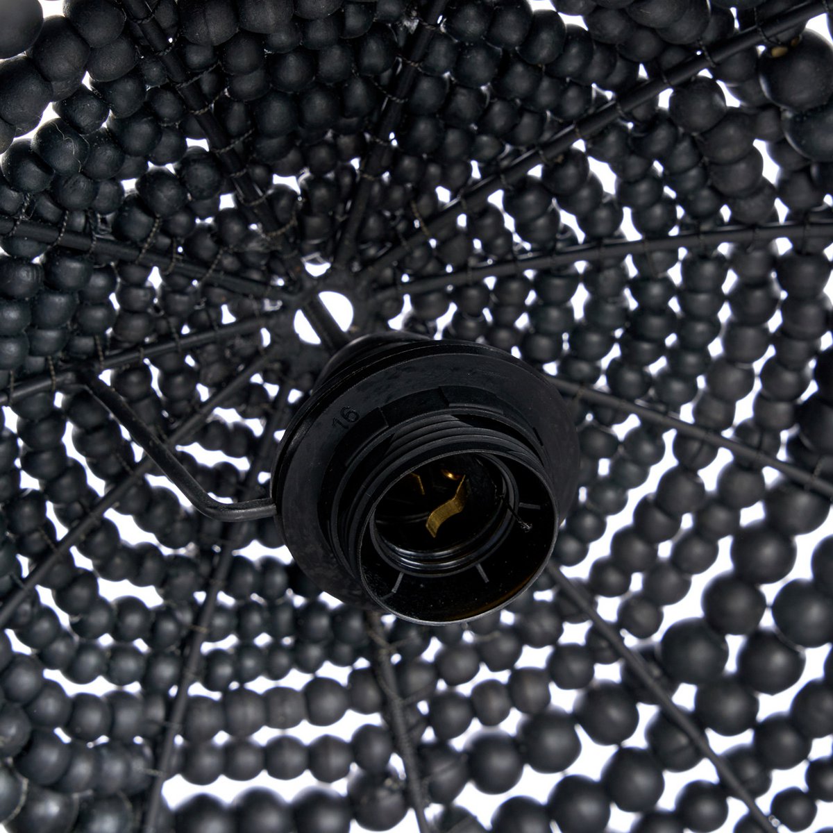 The Wooden Bead Dome Pendant - Black