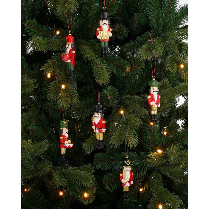 Christmas ornament Nutcracker - Set of 6 - L4 x B2 x H11 cm - Polyester - Red
