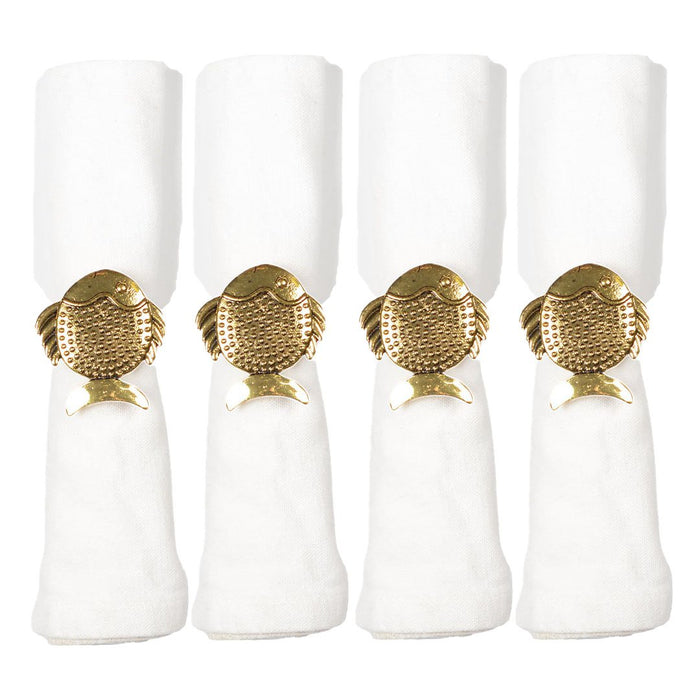 Set of 4 rounds of golden fish towels