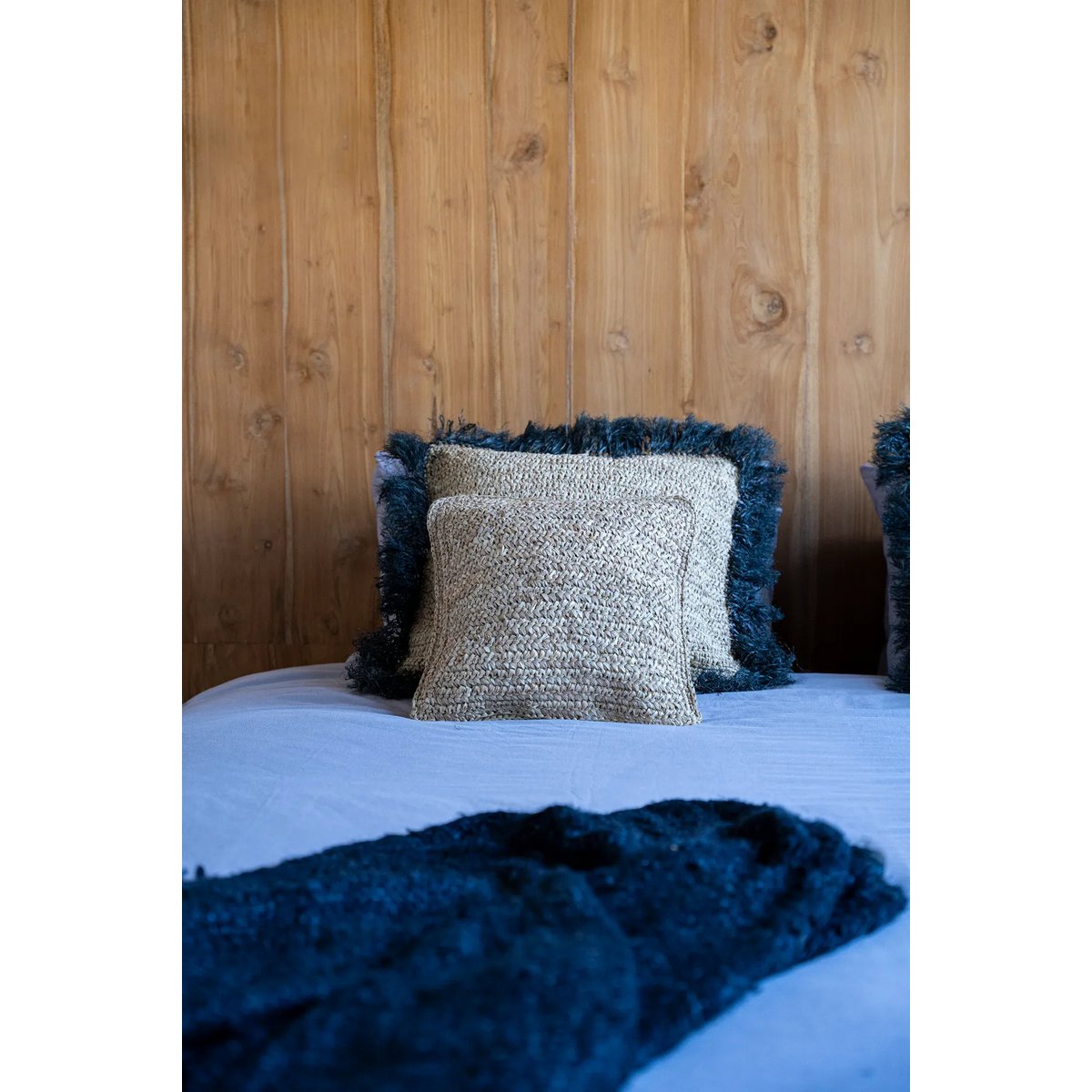 The Raffia Flores Cushion Cover Square - Natural - 40x40