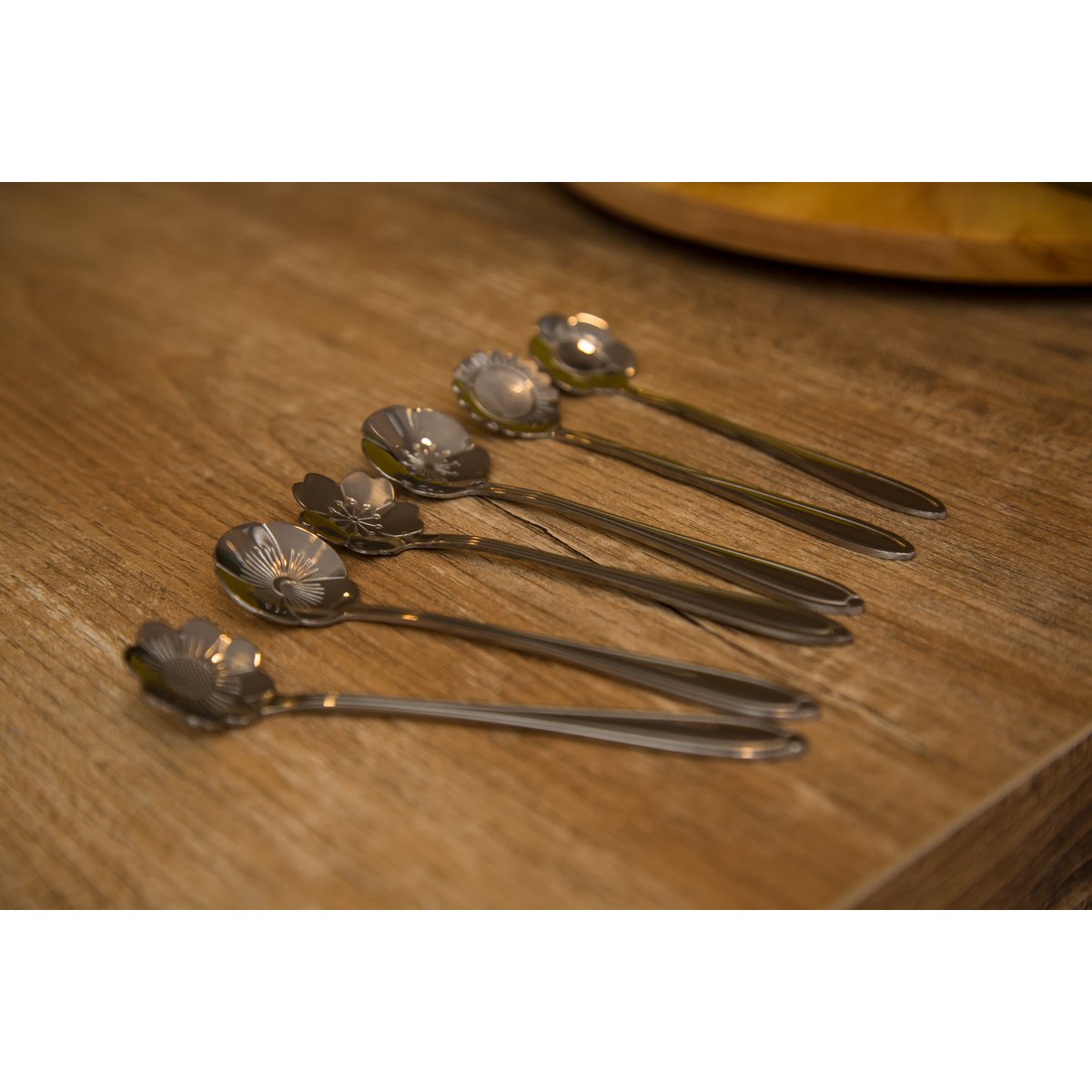 Silk -beacked flower dessert spoon - Lot of 6