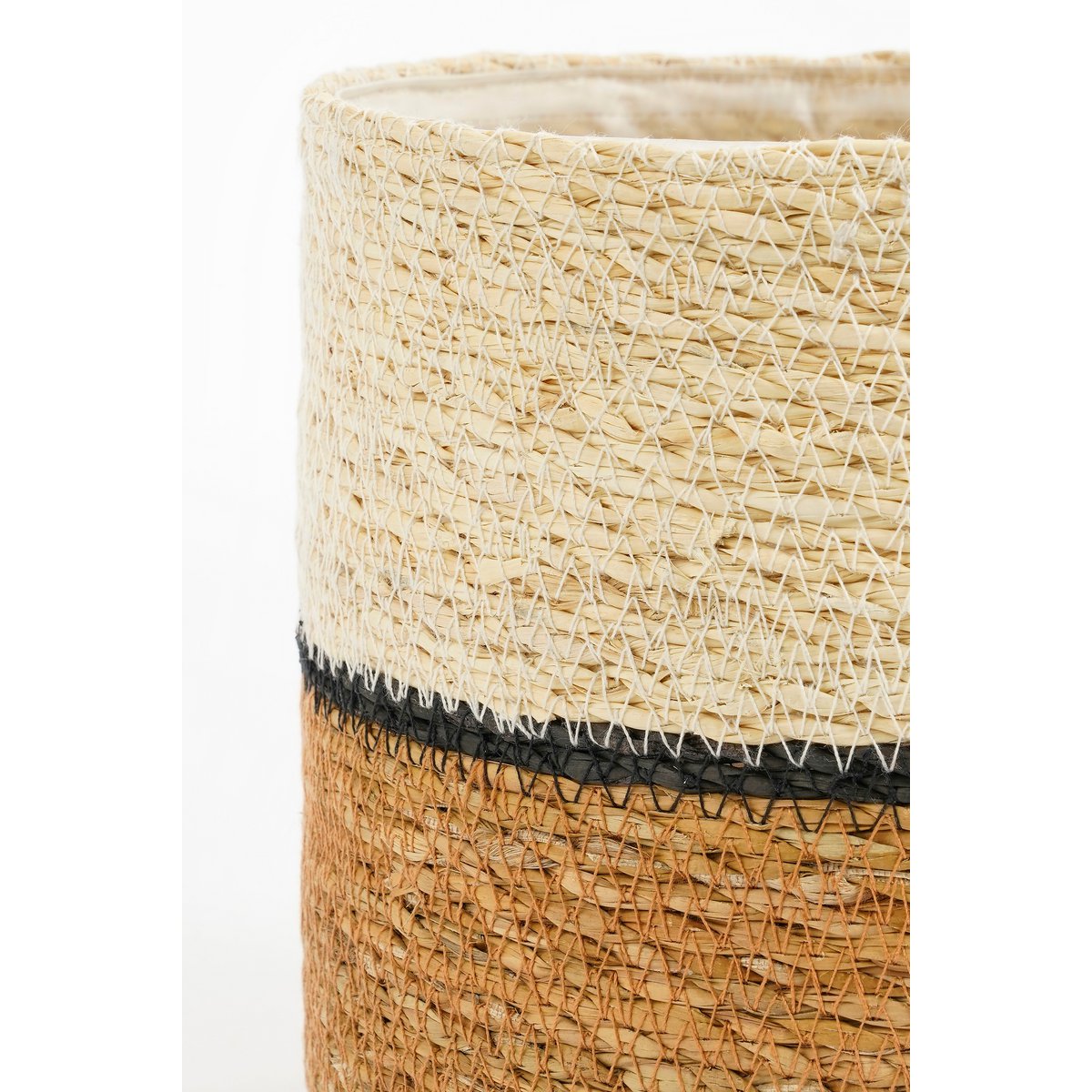 Damian Plant basket - Set of 2 - H20 x Ø20 cm - Seagrass - White