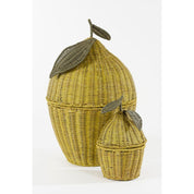 Storage Basket with Lid - Set of 2 - H48 x Ø30 cm - Rattan - Yellow