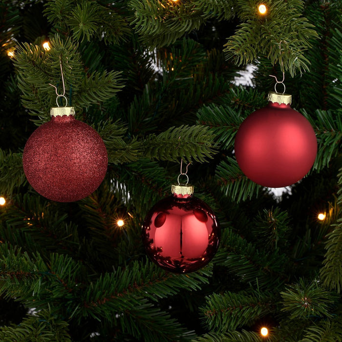 Christmas balls set - 42 pieces - Ø7 cm - Glass - Dark red