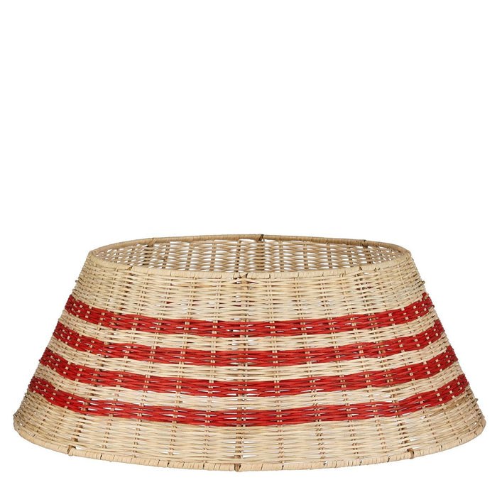 Christmas tree skirt - H25 x Ø60 cm - rattan - beige, red
