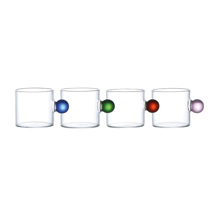 Glass mugs with 350ml colored ball handle - Lot of 4