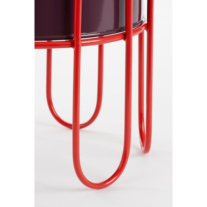 Dione flowerpot on standard - Set of 2 - H35 x Ø26 cm - Metal - Dark red, light red