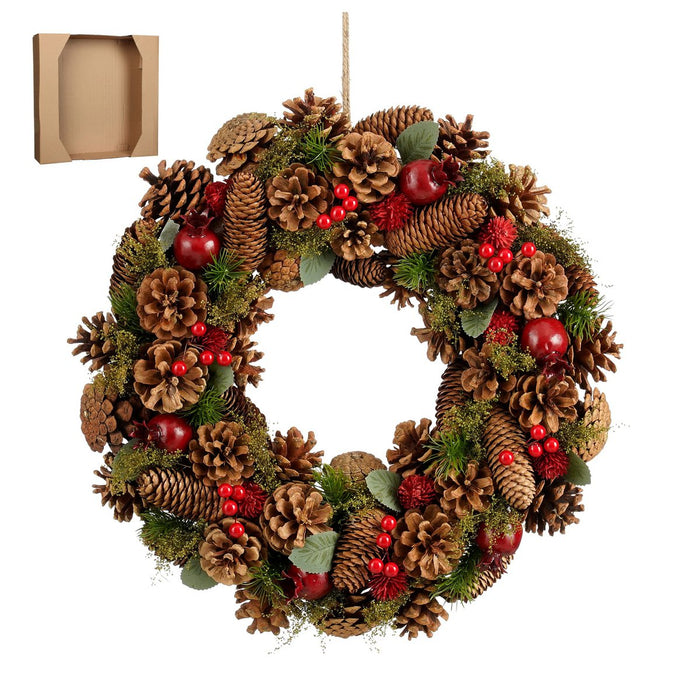 Landon Christmas wreath with pine cones - H9 x Ø45 cm - Brown