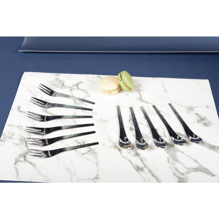 ZILVEREN GEHAMERDE DESSERTVORKEN - SET VAN 6