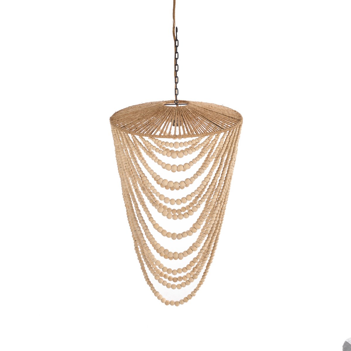 The Wooden Bead Chandelier - Natural - L