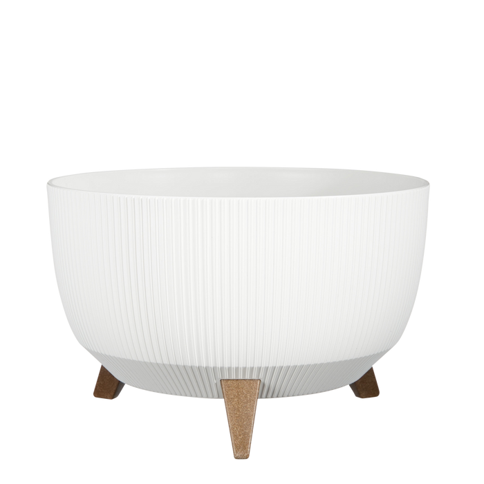 Doppio Flowerpot on Legs - H21 x Ø40 cm - Recycled Plastic - FSC Mix - White