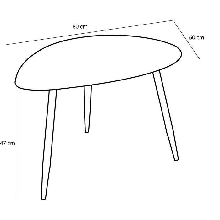 Side table - Set of 2 - L80 x W60 x H47 cm - Metal - Black