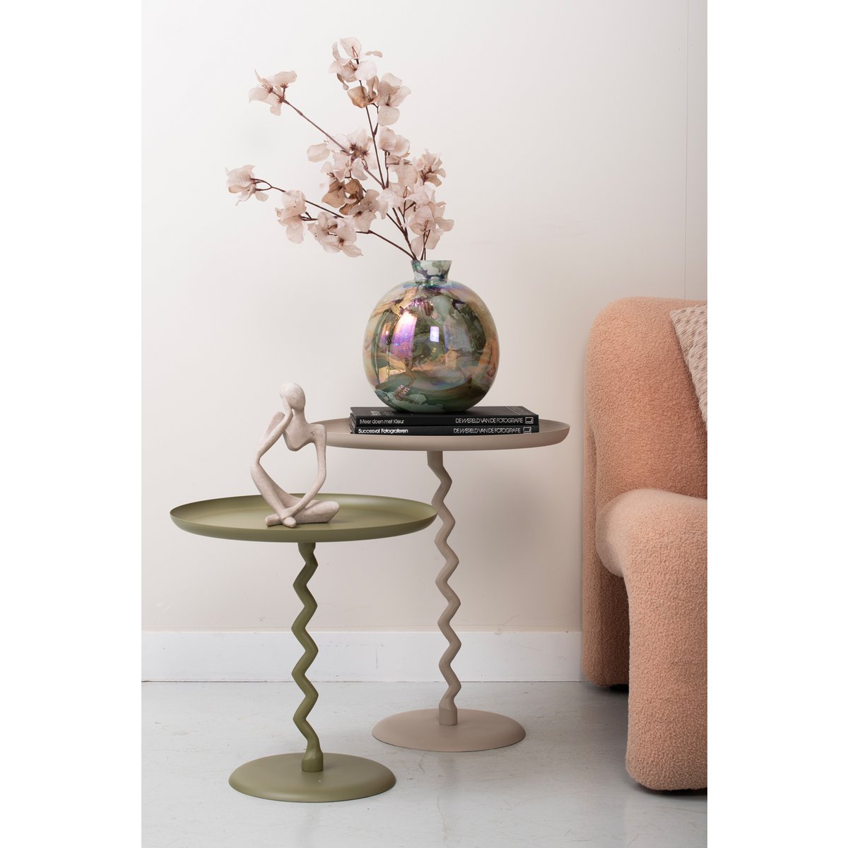 Olive Green Zig Zag Side Table - Medium
