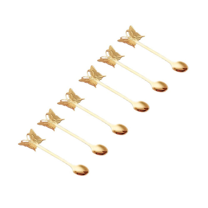 Golden butterfly dessert spoon - Lot of 6