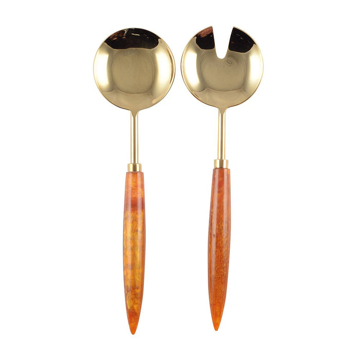 GOUD EN ORANJE SALADESERVERS 29CM