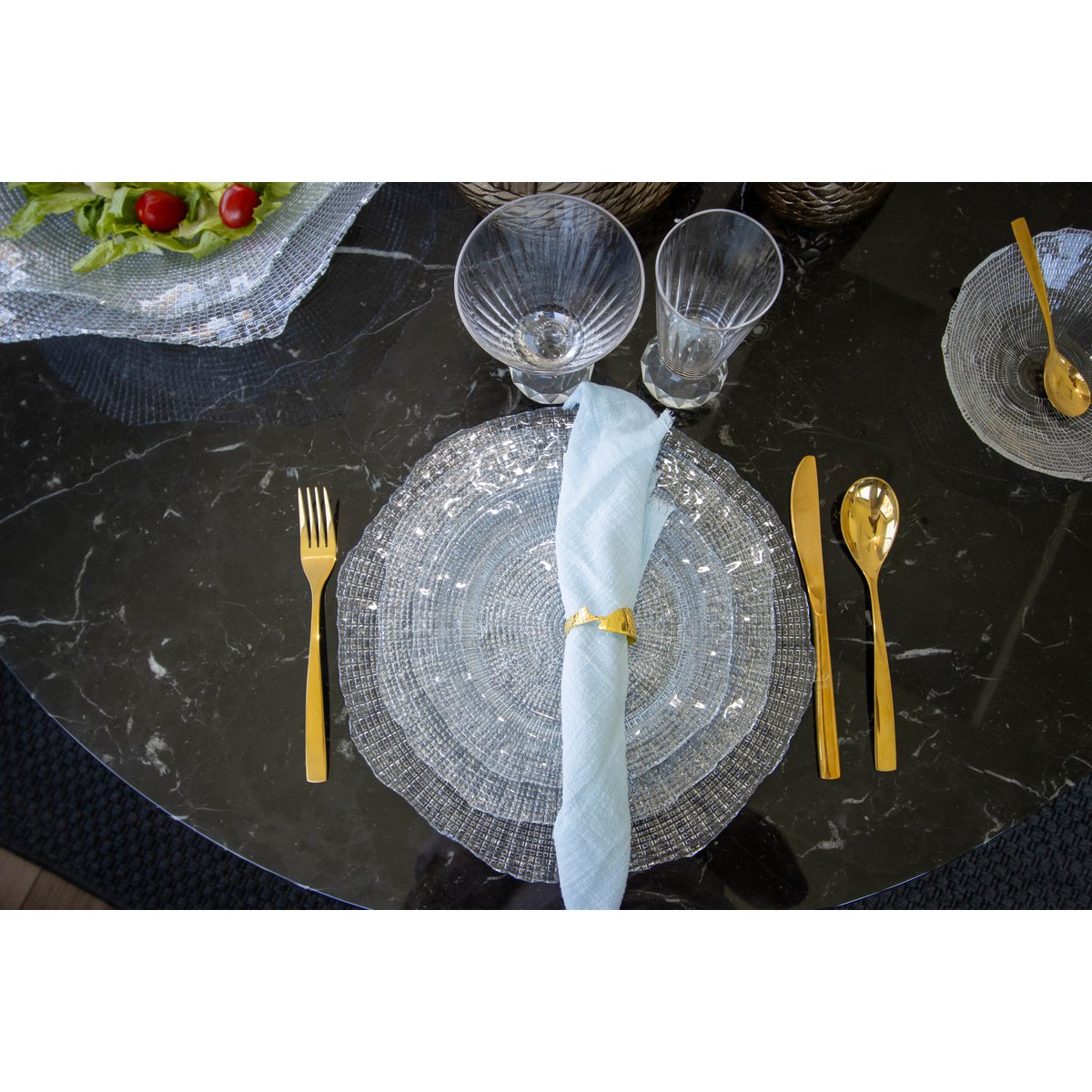 Wine glasses with diamond foot - Lot of 4