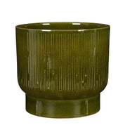 Thiago Flowerpot - H23 x Ø26 cm - Terracotta - Dark green