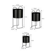 Petry flowerpot on standard - Set of 3 - L27 x B25 x H51 cm - Metal - Black