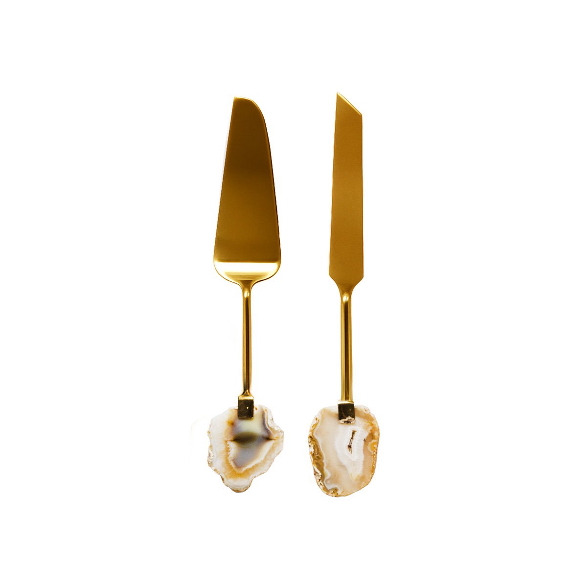 Tarte shovel and golden knife Pierre Agate Beige