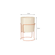 Collins Bloempot op Standaard - H33 x Ø22 cm - Metaal - Off-white, Perzik