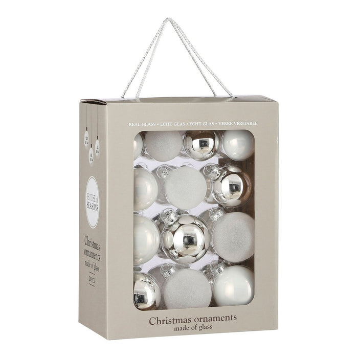 Christmas Balls Set - 26 Pieces - Ø7 cm - Glass - White