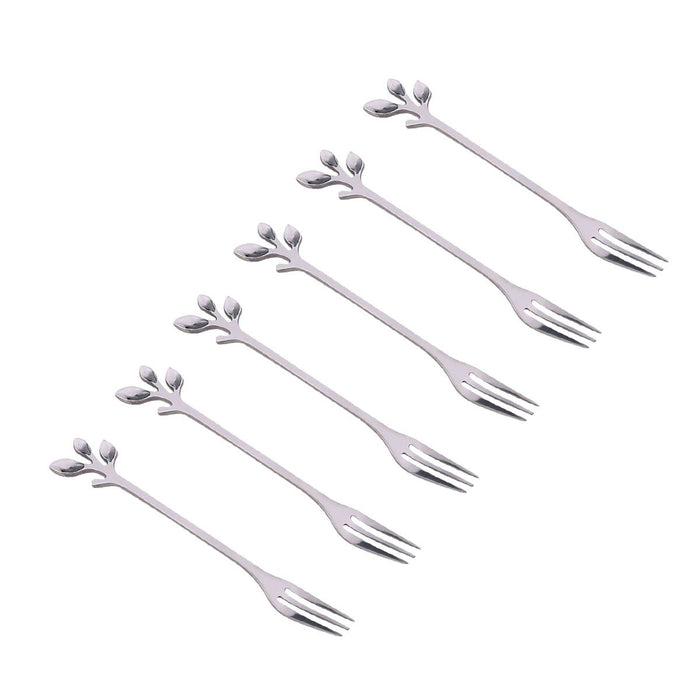 FOURCHETTES EEN DESSERT FEUILLE ASSORTIES ARGENT - LOT DE 6