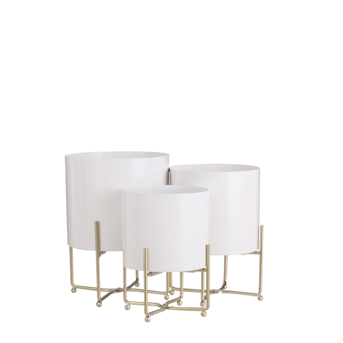 Witte en gouden trio plantenpotten