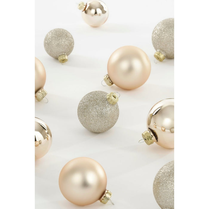 Christmas balls set - 26 pieces - Ø7 cm - Glass - Cream