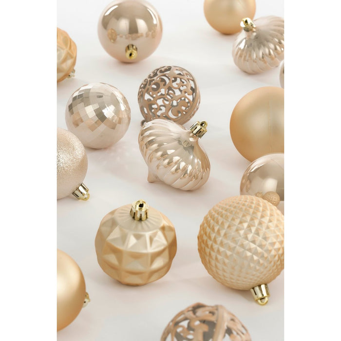 Christmas balls set - 60 pieces - Ø7 cm - Unbreakable - Cream