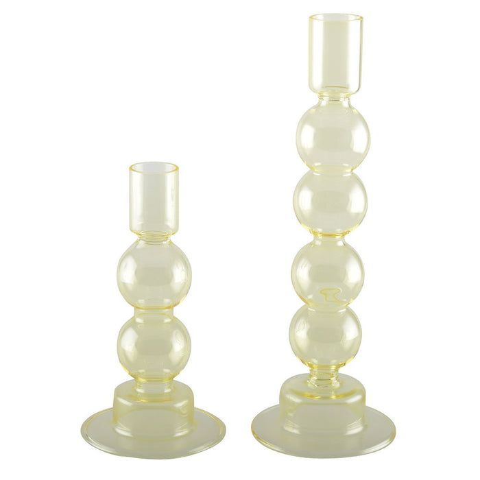 GELE BUBBEL KAARSENHOUDERS - SET VAN 2