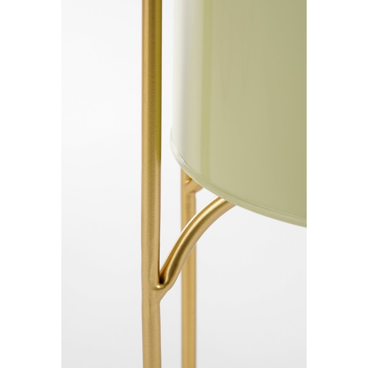 Donau Bloempot op Standaard - Set van 2 - Metaal - H45 x Ø23 cm - Lichtgroen, Goud