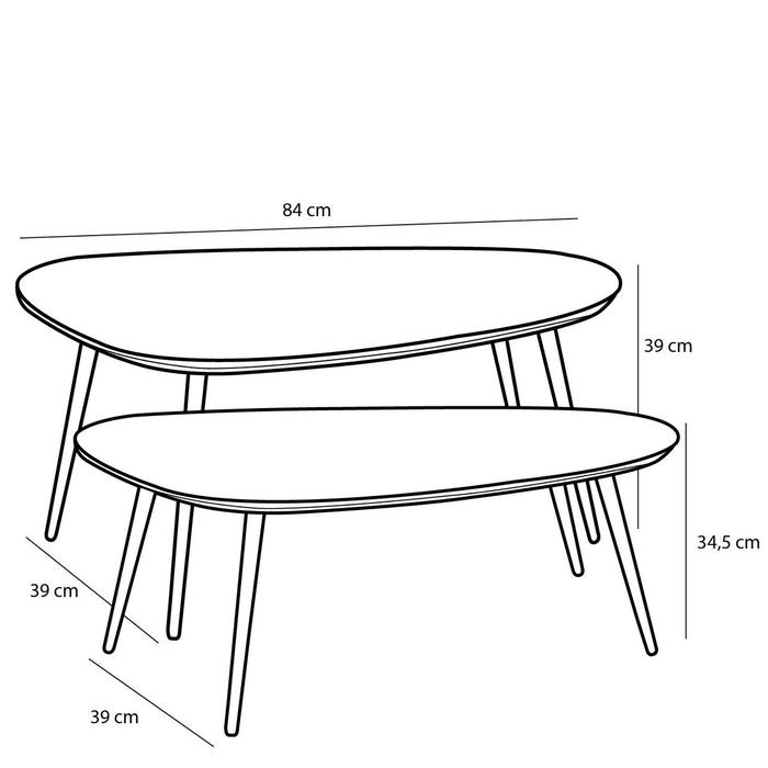 Jailey Side Table - Set of 2 - L84 x W39 x H39 cm - Recycled Wood - Black