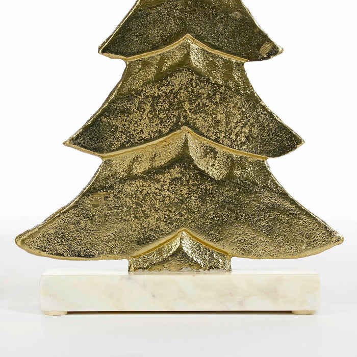 Decoration Christmas tree - L18 x B7 x H32 cm - Aluminum, Marble - Champagne