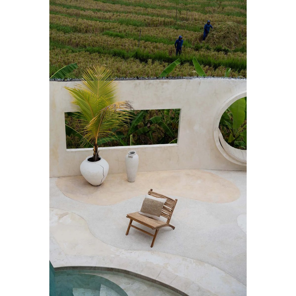 De Raffia Stempel Kussenhoes - Natuurlijk