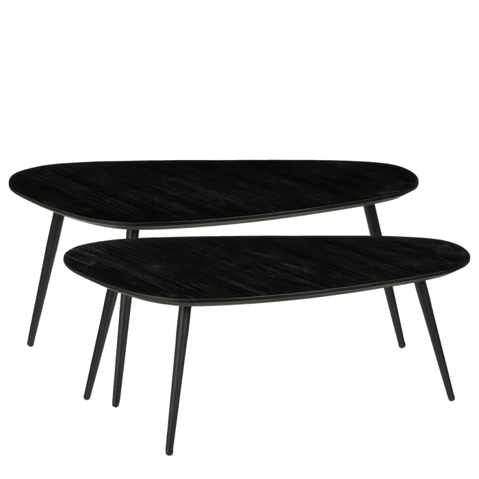 Jailey Side Table - Set of 2 - L84 x W39 x H39 cm - Recycled Wood - Black