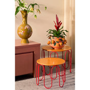 Dione side table - Set of 2 - H40 x Ø46 cm - Metal - Orange