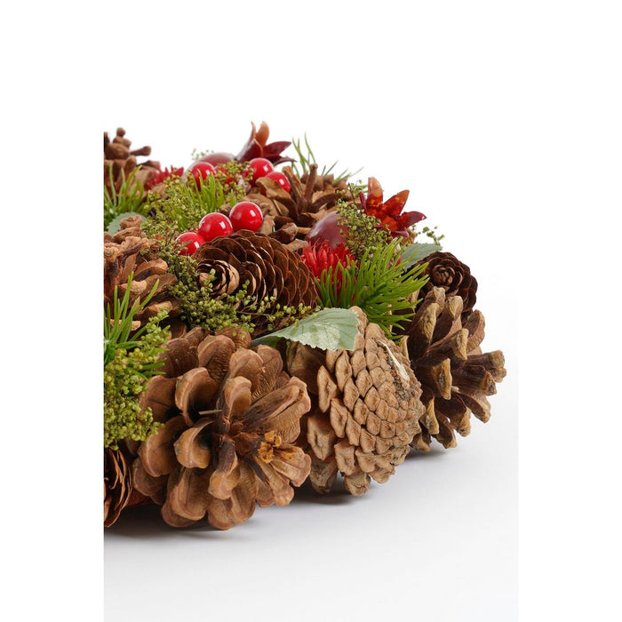 Landon Christmas wreath with pine cones - H9 x Ø45 cm - Brown