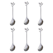 SILVER ASSORTED LEAF CAKE SPOONS - SET OF 6