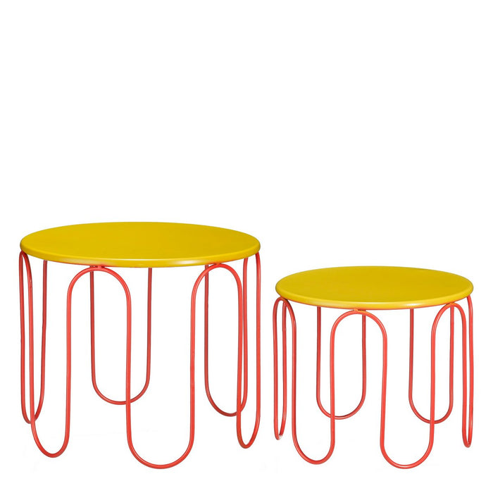 Dione side table - Set of 2 - H40 x Ø46 cm - Metal - Yellow