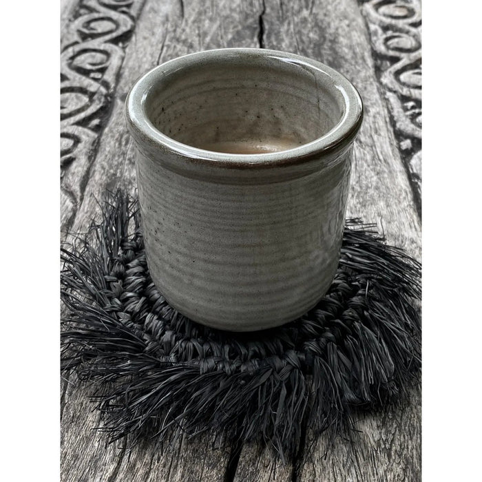 The Fringe Raffia Coaster - Zwart