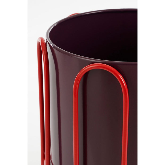 Dione flowerpot on standard - Set of 2 - H35 x Ø26 cm - Metal - Dark red, light red