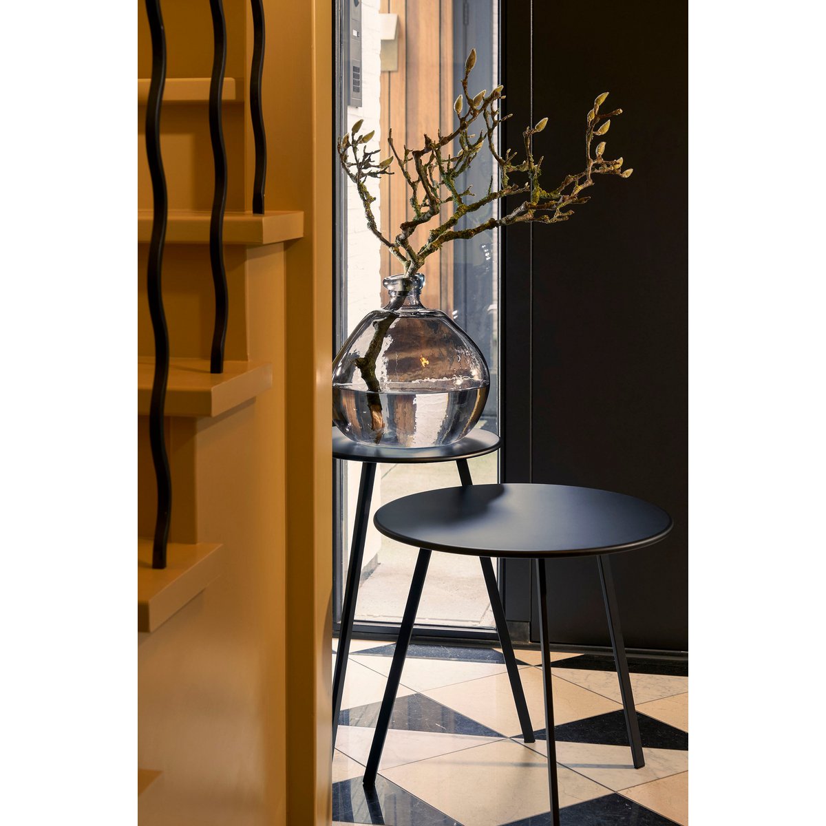 Seatle Outdoor Side Table - H58 x Ø38 cm - Metal - Black