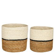 Damian Plant basket - Set of 2 - H20 x Ø20 cm - Seagrass - White