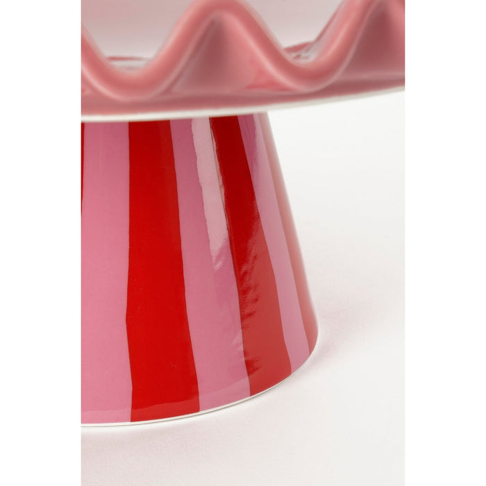 Bella Taartstandaard - H13 x Ø30 cm - Keramiek - Roze, Rood