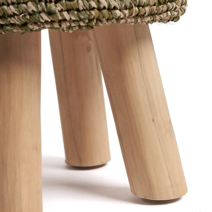 De Raffia Tressed Stool - Jungle Groen