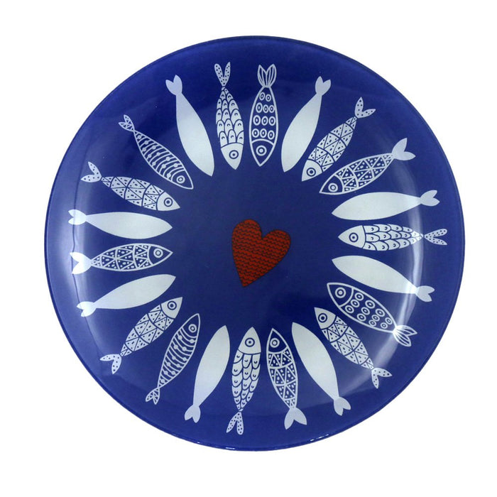 Dark blue fish plate 20x20x1.3cm - Lot of 6