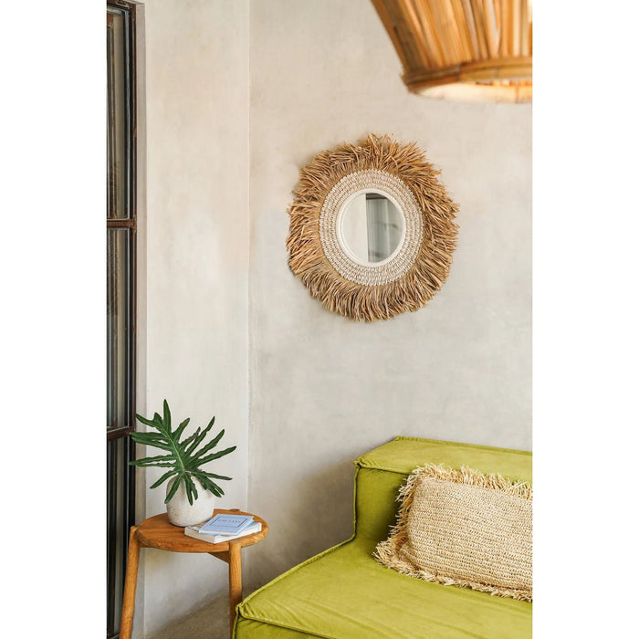 De Raffia Kauri Spiegel - Natuurlijk Wit