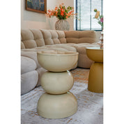 Luna side table - H46 x Ø32 cm - Iron - Beige